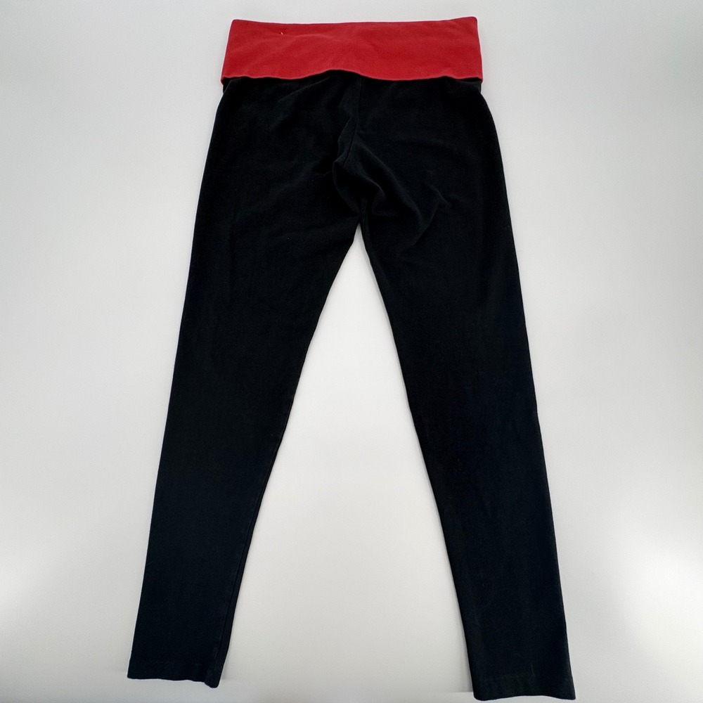 Victoria's Secret PINK Yoga Pants Black Red Foldover Waist Logo Dog Sz M Classic - Picture 3 of 8